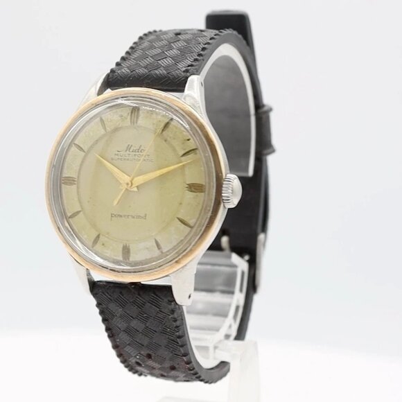 Vintage Mido Multifort Two Tone Men's Automatic Wristwatch 917 P Gold Capped - Picture 1 of 5